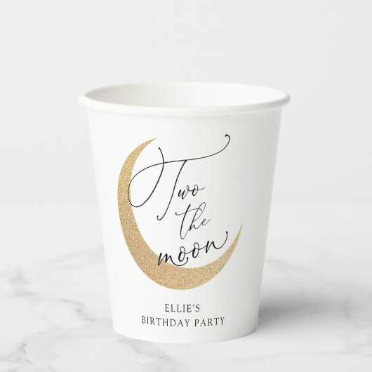 Twee kopjes van het Moon Birthday Paper Papieren Bekers (Voorkant)