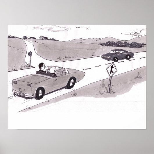 Twee koppels van man en vrouw rijden in tegengeste poster (Voorkant)
