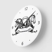 twee koppen paarden en hoefijzer ronde klok (Hoek)