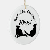 Twee koude katten kerstmis 20xx! keramisch ornament (Rechts)