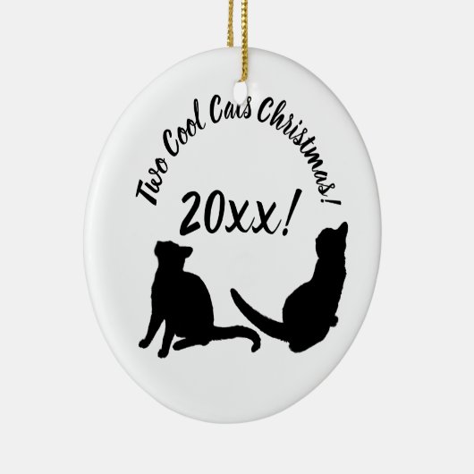 Twee koude katten kerstmis 20xx! keramisch ornament (Rechts)