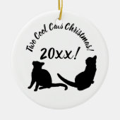 Twee koude katten kerstmis 20xx! keramisch ornament (Voorkant)