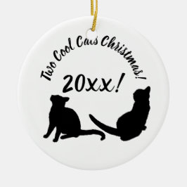 Twee koude katten kerstmis 20xx! keramisch ornament
