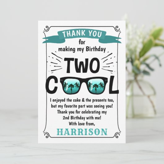 Twee koudebogen, tweede verjaardag bedankkaart (Staand voorkant)