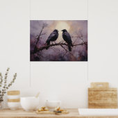 Twee kraaien zittend op een tak poster (Keuken)