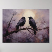 Twee kraaien zittend op een tak poster (Voorkant)