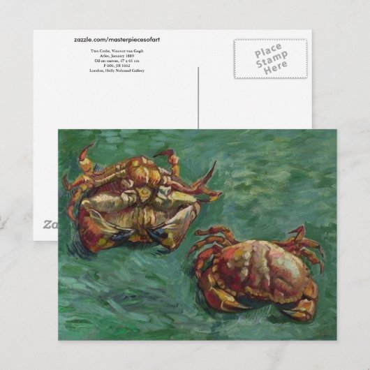 Twee krabben (F606) Van Gogh Fine Art Briefkaart (Voorkant / Achterkant)