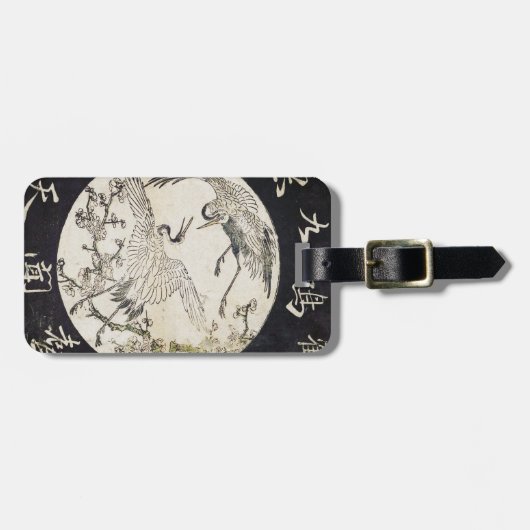 Twee kranen en pruimeltak Katsukawa Sunsho Bagagelabel (Voorkant horizontaal)