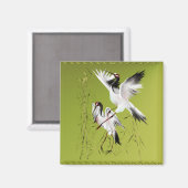 Twee kranen in bamboe_magneten magneet (Voorkant / Achterkant)