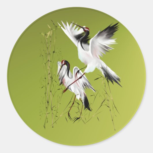 Twee kranen in bamboe Stickers (Voorkant)