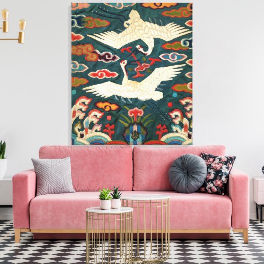 Twee kranen in de wolken:Joseon Dynasty Rank Badg Canvas Afdruk (Insitu (Woonkamer))