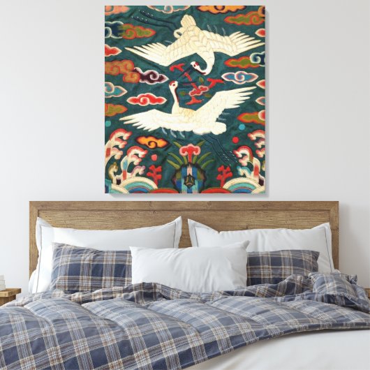 Twee kranen in de wolken:Joseon Dynasty Rank Badg Canvas Afdruk (Insitu (Slaapkamer))