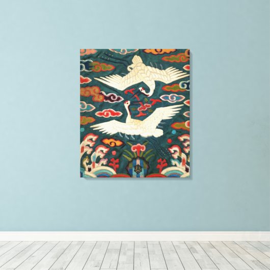 Twee kranen in de wolken:Joseon Dynasty Rank Badg Canvas Afdruk (Insitu (Houten vloer))
