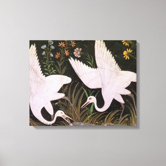 Twee kranen op de rand van een hond canvas afdruk (Voorkant)