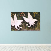 Twee kranen op de rand van een hond canvas afdruk (Insitu (Houten vloer))