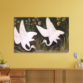 Twee kranen op de rand van een hond canvas afdruk (Insitu (Woonkamer))