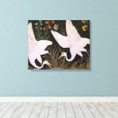 Twee kranen op de rand van een hond canvas afdruk (Insitu (Houten vloer))