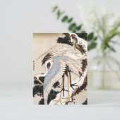 Twee kranen op een pijnboom met sneeuw, Hiroshige Briefkaart (Staand voorkant)