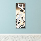 Twee kranen op een pijnboom met sneeuw, Hiroshige Canvas Afdruk (Insitu (Houten vloer))