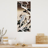 Twee kranen op een pijnboom met sneeuw, Hiroshige Poster (Keuken)