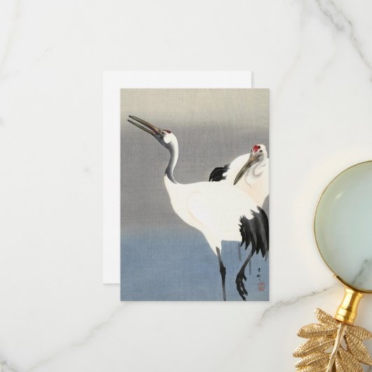 Twee kranen van Ohara Koson Bedankkaart (Voorkant / Achterkant in situ)