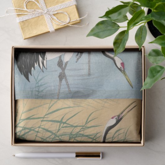 Twee kranen van Ohara Koson Tissuepapier (Geschenk)