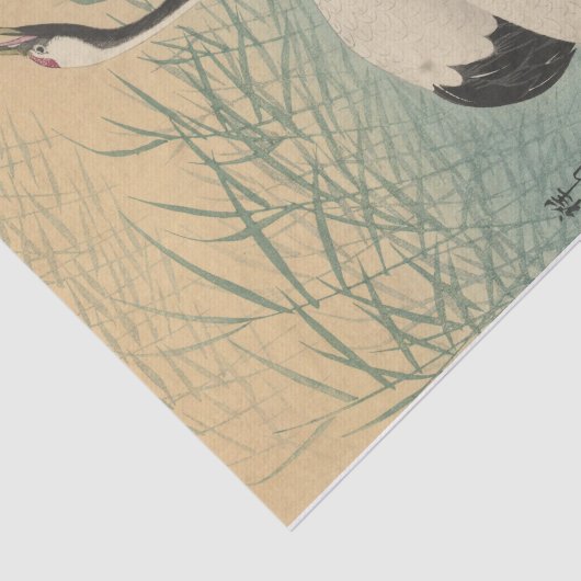 Twee kranen van Ohara Koson Tissuepapier (Detail)