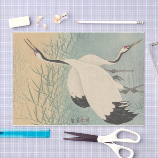 Twee kranen van Ohara Koson Tissuepapier (Craft)