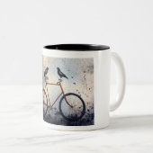 Twee Krogen op Bike Tweekleurige Koffiemok (Voorkant rechts)