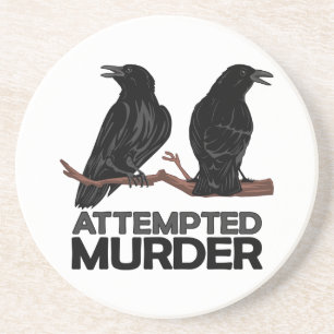 Twee Krogen = Poging tot moord Zandsteen Onderzetter