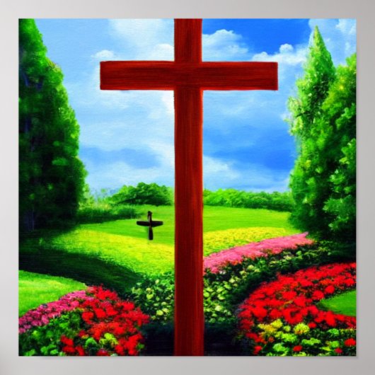 Twee kruisen in een Poster van de tuin (Voorkant)