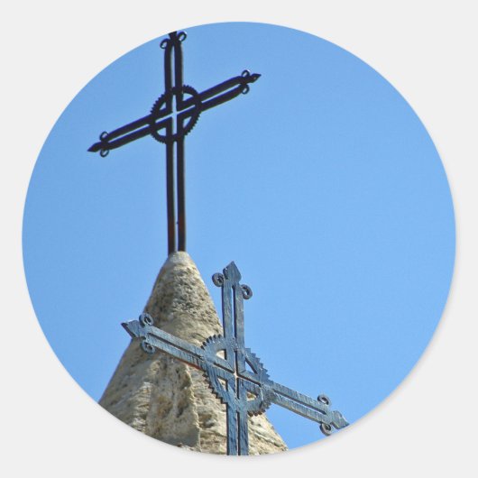 Twee kruisen ronde sticker (Voorkant)