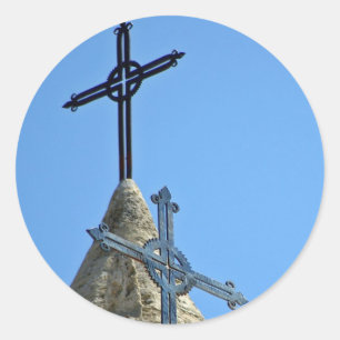 Twee kruisen ronde sticker