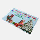 Twee Kuikens Kerstmat Deurmat (Schuin)