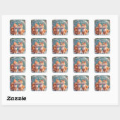 Twee kussende katten vierkante sticker (Vel)