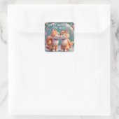 Twee kussende katten vierkante sticker (Tas)