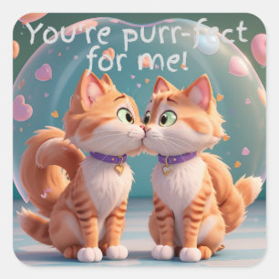 Twee kussende katten vierkante sticker