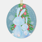 Twee Kute Bunny Rabbits-kerstbomen in sneeuw Keramisch Ornament (Links)