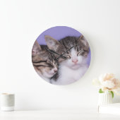 Twee Kute Kittens Napping Grote Klok (Huis)