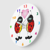 TWEE KUTE LADYBIRDS EN PINKHART VOOR KINDEREN GROTE KLOK (Hoek)
