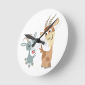 Twee kutgeluige Cartoon geiten wandklok (Hoek)