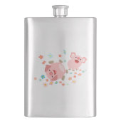 Twee kutvormige Cartoons varkens in een lentekasje Heupfles (Voorkant)