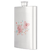 Twee kutvormige Cartoons varkens in een lentekasje Heupfles (Links)