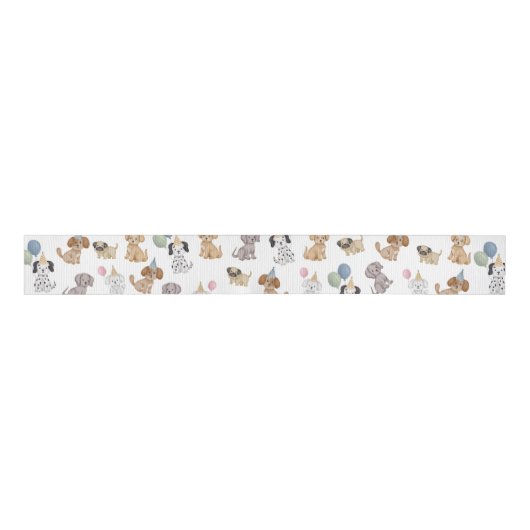 Twee Laat De Honden Uit Puppy Party Ribbons Grosgrain Lint (Voorkant)