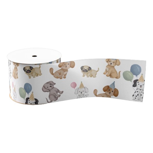 Twee Laat De Honden Uit Puppy Party Ribbons Grosgrain Lint (Spoel)
