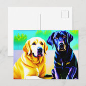 Twee labrador honden op een bank briefkaart (Voorkant / Achterkant)