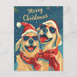 Twee Labrador met zonnebril Vrolijk kerstfeest Briefkaart