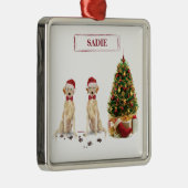 Twee Labrador Retrievers Funny Kersthond Metalen Ornament (Rechts)