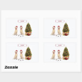 Twee Labrador Retrievers Funny Kersthond Rechthoekige Sticker (Vel)