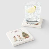 Twee Labrador Retrievers Funny Kersthond Stenen Onderzetter (Zijkant)